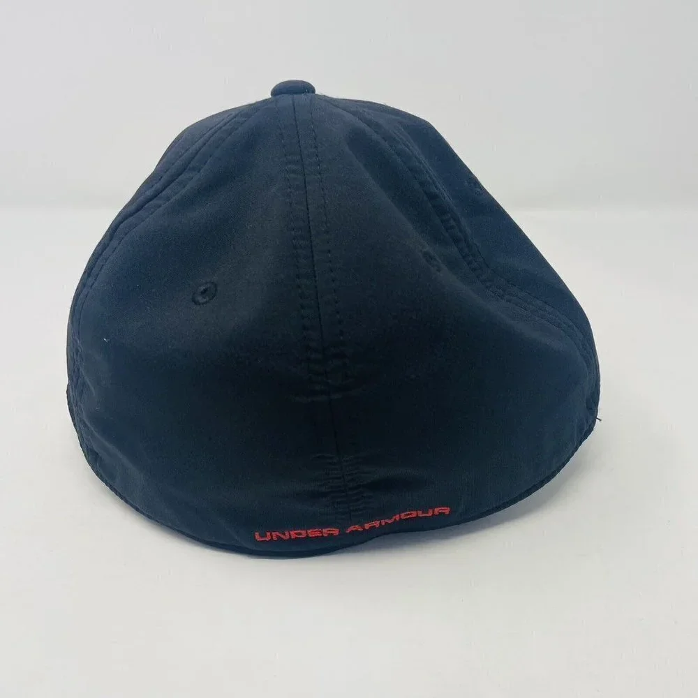 Under Armour Mens Size L/XL‎ Fitted Baseball Hat Cap in Black with Printed Brim